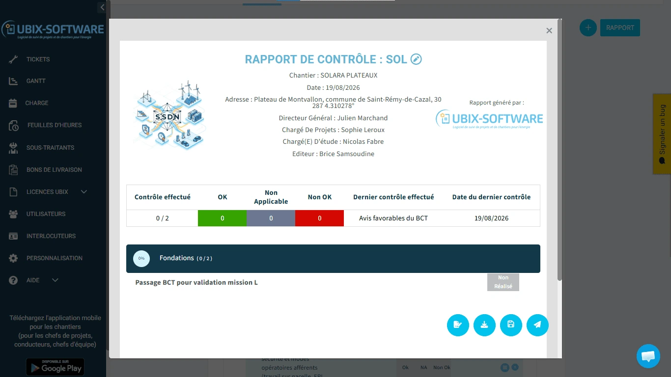 Logiciel de suivi de chantier UBIX-SOFTWARE — Rédaction d'un compte rendu de chantier sur l'application mobile