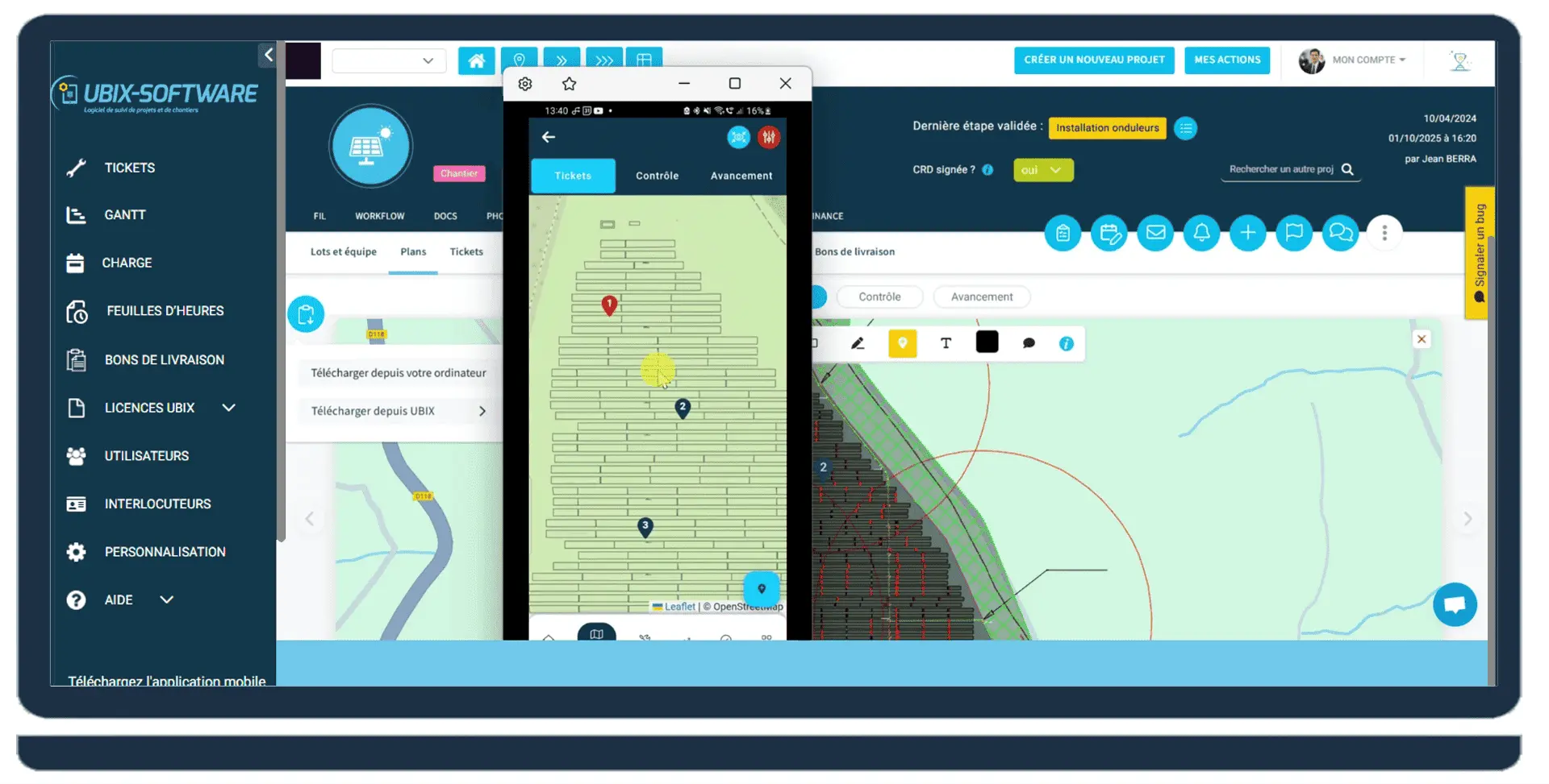 Logiciel de suivi de chantier UBIX-SOFTWARE — Saisie d'une non-conformité sur l'application mobile