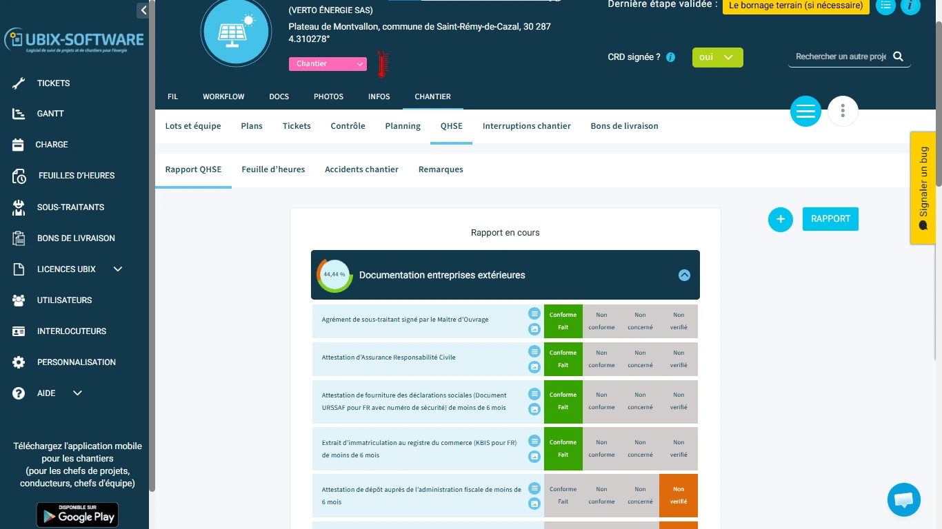 UBIX-SOFTWARE — Logiciel QHSE pour chantiers