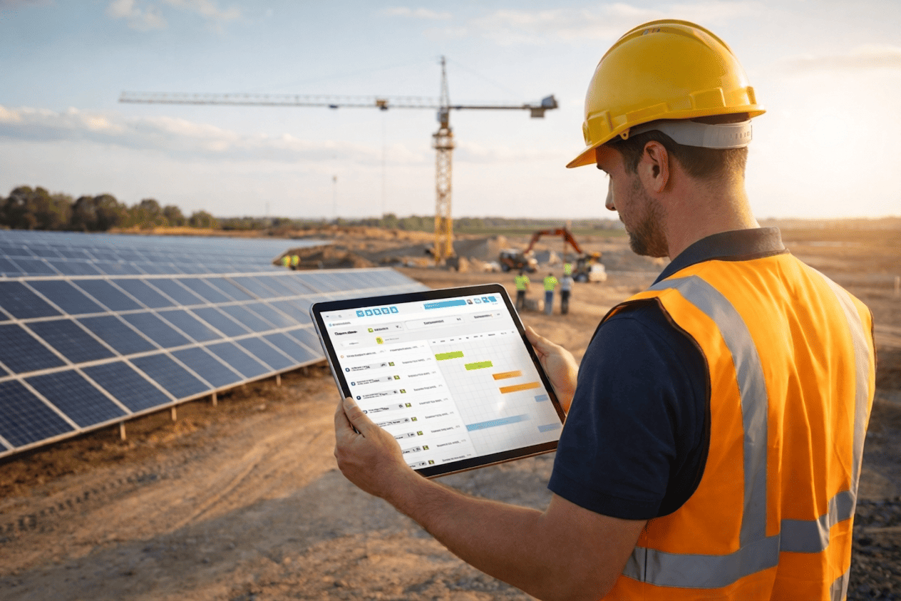 Compte rendu de chantier digitalisé sur chantier photovoltaïque